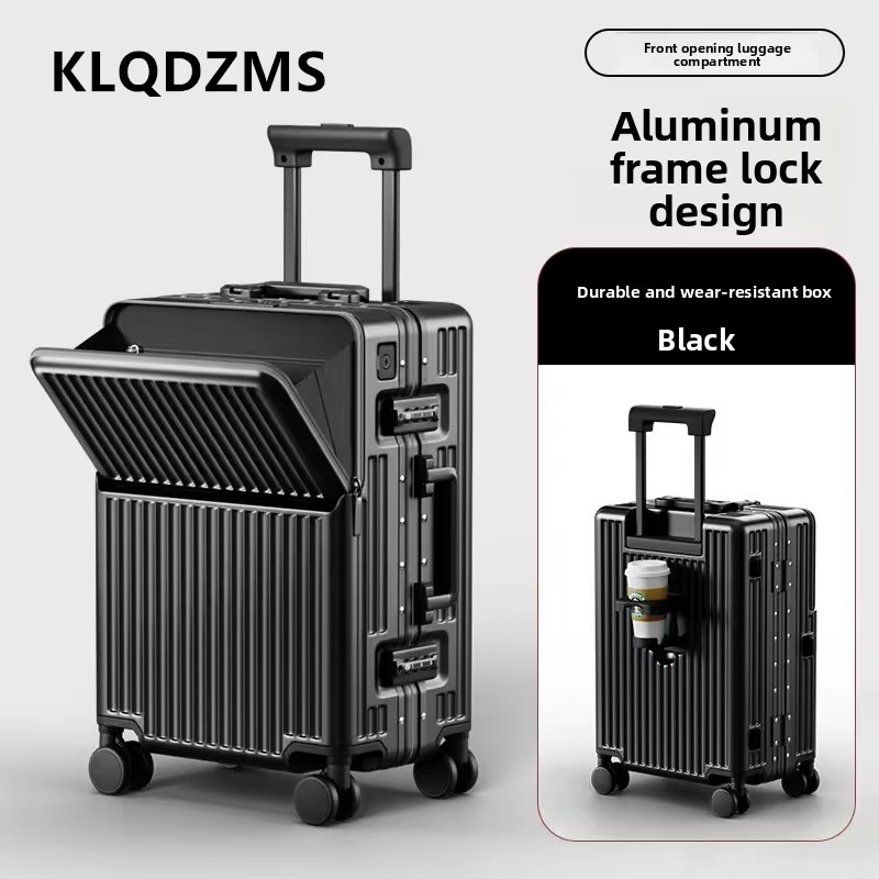 KLQDZMS valise multifonctionnelle ouverture avant valise d'embarquement boîtier de chariot pour ordi