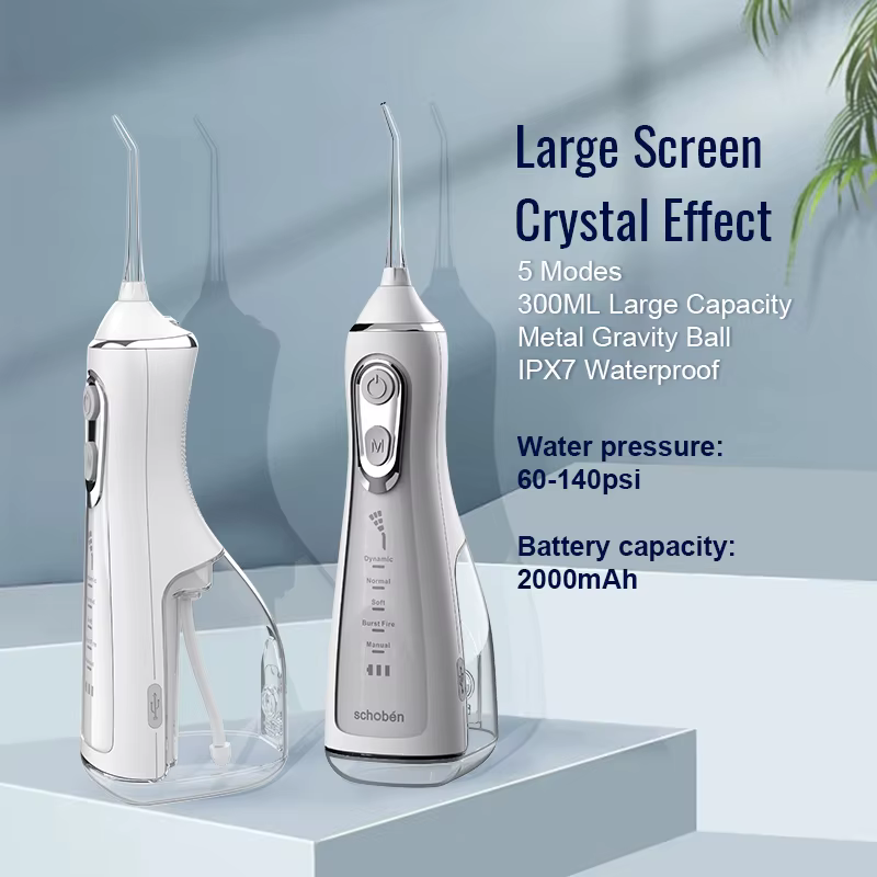 Irrigateur dentaire Portable, fil dentaire, Rechargeable par USB, 4 buses, Jet d'eau, réservoir d'ea