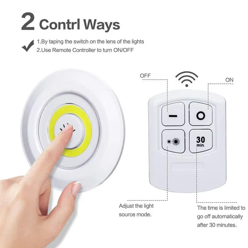 Lampe de nuit LED sans fil avec télécommande, 3W, super lumineuse, COB, sous éclairage, intensité va