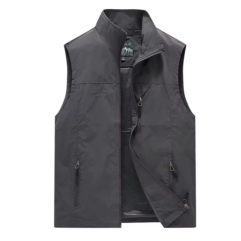 FGKKS printemps nouveaux hommes gilet loisirs de plein air couleur unie gilet jeune d'âge moyen phot