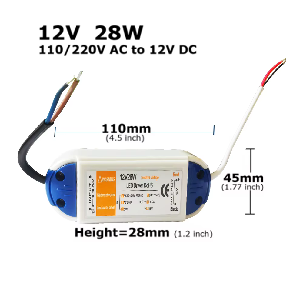 Alimentation 12 volts, pilote LED 12V, 18W 28W 48W 72W 100W AC 110V 220V à 12V DC, adaptateur de tra