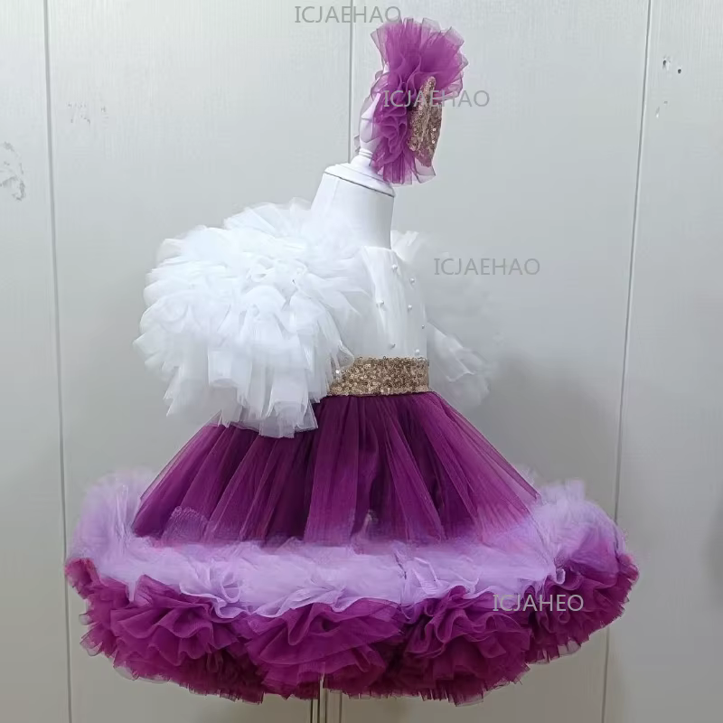Robe Tutu à Manches Courtes pour Fille, Tenue de Scène pour Enfants, Compétition de Piano, Spectacle