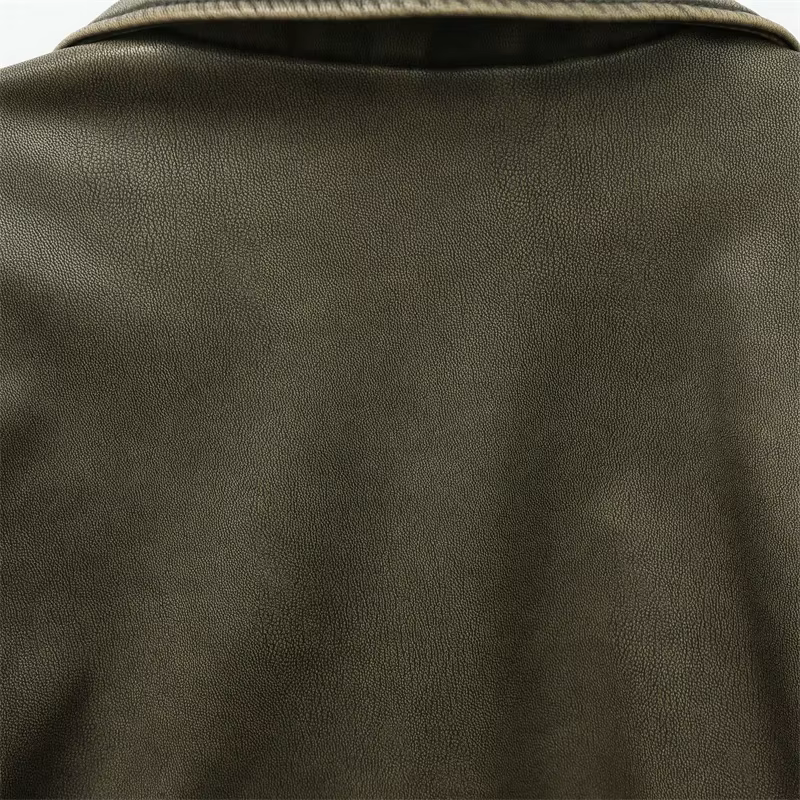 Veste courte Vintage en Faux cuir Pu pour femme, ample, avec ceinture, Streetwear, fermeture éclair,