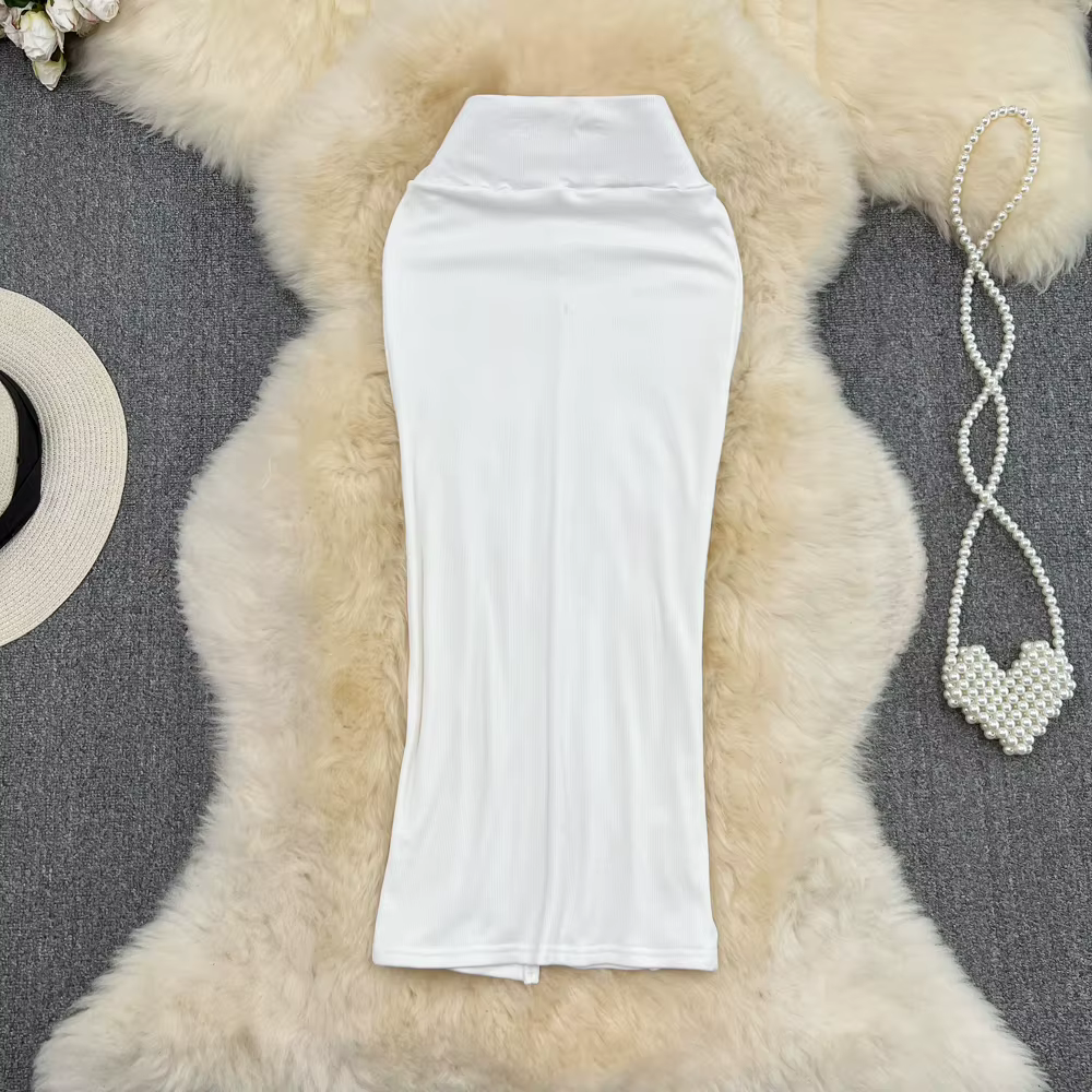 Foamlina été nouvelle mode femmes saveur maigre robe mi-longue femme dos fendu moulante longue genou