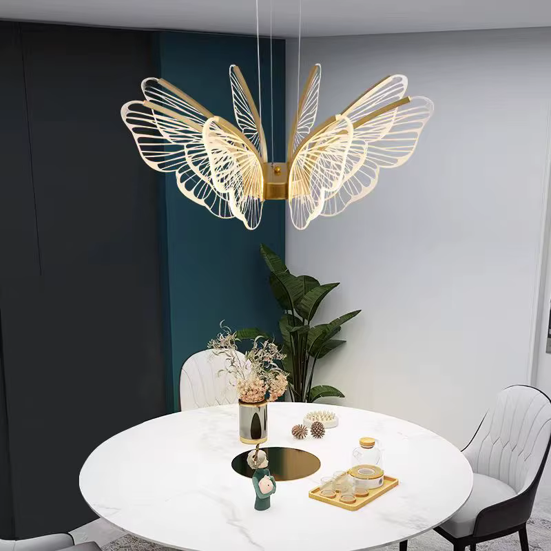 Plafonnier LED en Forme d'Anneau en Métal, Design Nordique Créatif, Art localité, Lampe Papillon en