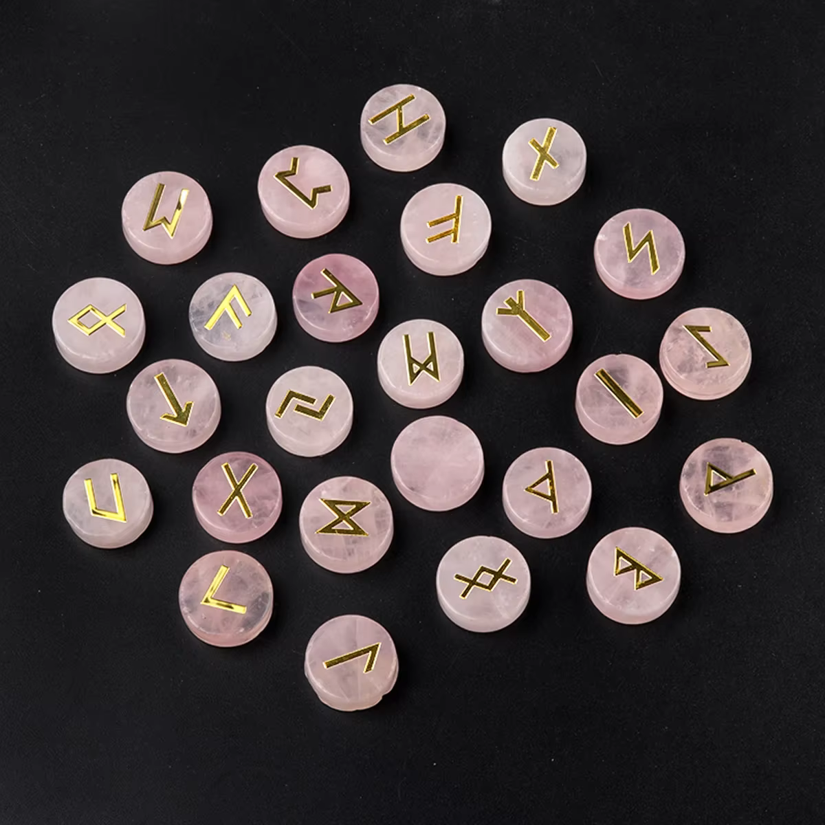 Panneaux de Runes en cristal naturel, 25 pièces, pierre ronde, lettres de l'alphabet runique, symbol