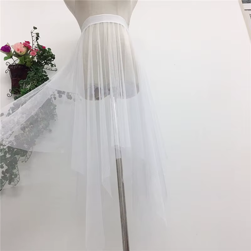 Jupon d'été longue couche transparente, Tulle noir et blanc, jupe en maille et dentelle, sous-jupe p