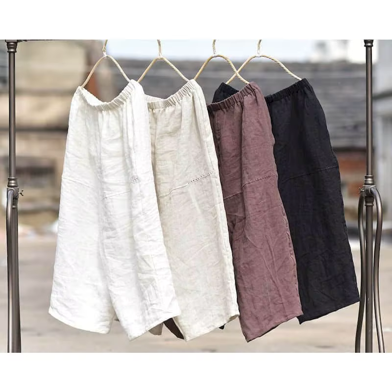 FJStreetwear-Pantalon lanterne pour femme, pantalon bouffant décontracté, taille élastique, style co
