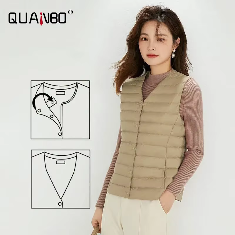 Gilet bouffant sans manches pour femmes, Ultra léger, deux voies, Portable, chaud, sans manches, dou