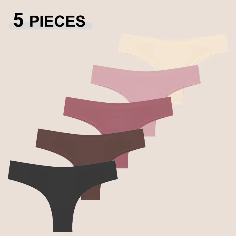 5 pièces culottes sans couture pour femmes culotte brésilienne Sexy femme taille basse couleur unie 