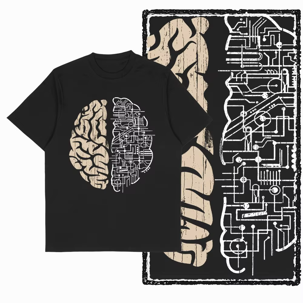 G25 Cool Vintage coton hommes en détresse créatif imprimé graphique T-shirt |   T-shirt col rond pou