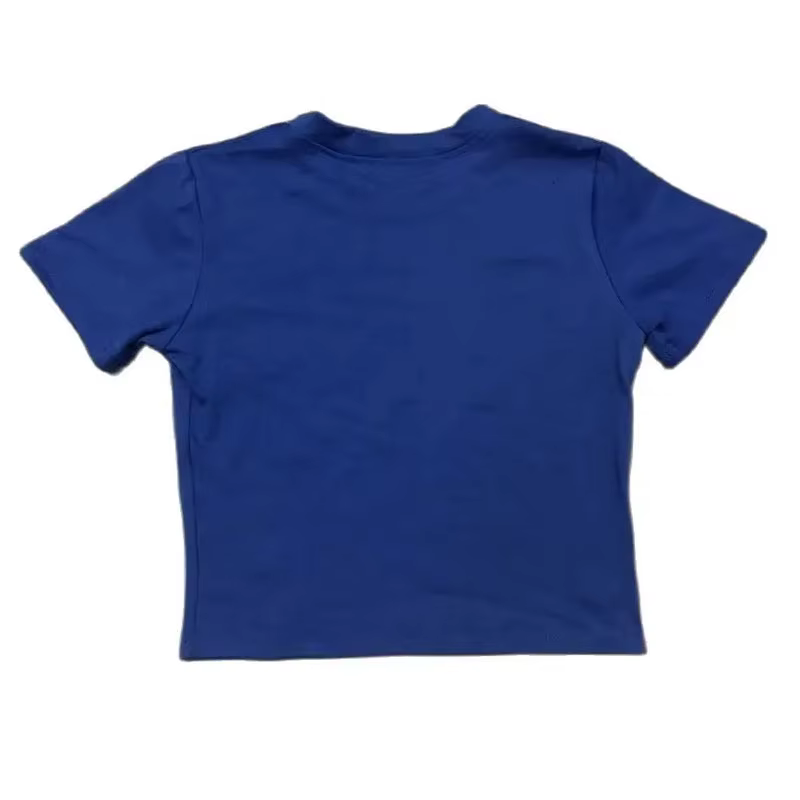 Été à manches courtes col rond votre propre Design Logo/image rose recadrée nombril femmes hauts cou