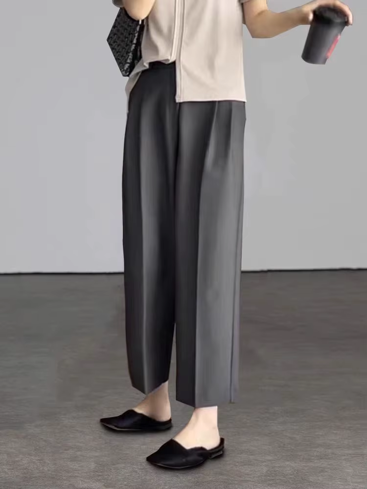 Botvotee bureau élégant noir gris cheville longueur costumes pantalons pour femmes taille haute saro