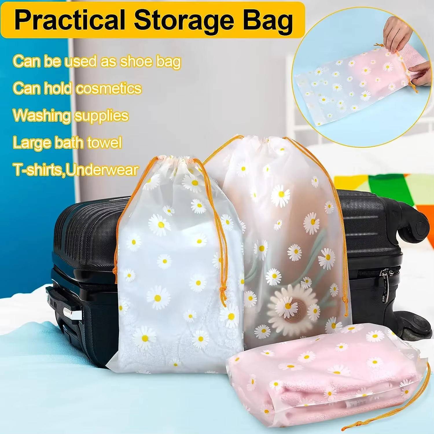 Sacs à chaussures de voyage, 5/10 pièces, sacs de rangement étanches à cordon de serrage, 3 tailles,