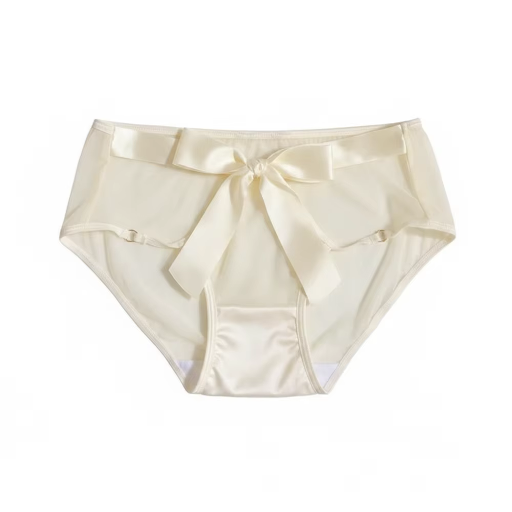Culottes pour femmes de style français avec un grand nœud, fines, taille basse, lingerie transparent
