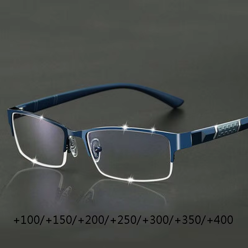 Lunettes de lecture anti-lumière bleue en métal pour hommes, lunettes myopes, lunettes d'affaires, d