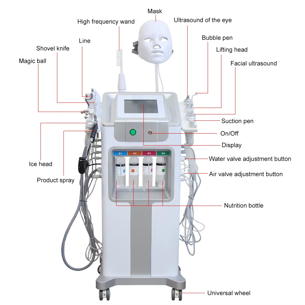 Hydro Machine à oxygène et eau 12 en 1, Lifting du visage, nettoyage en profondeur, Dermabrasion, Pe