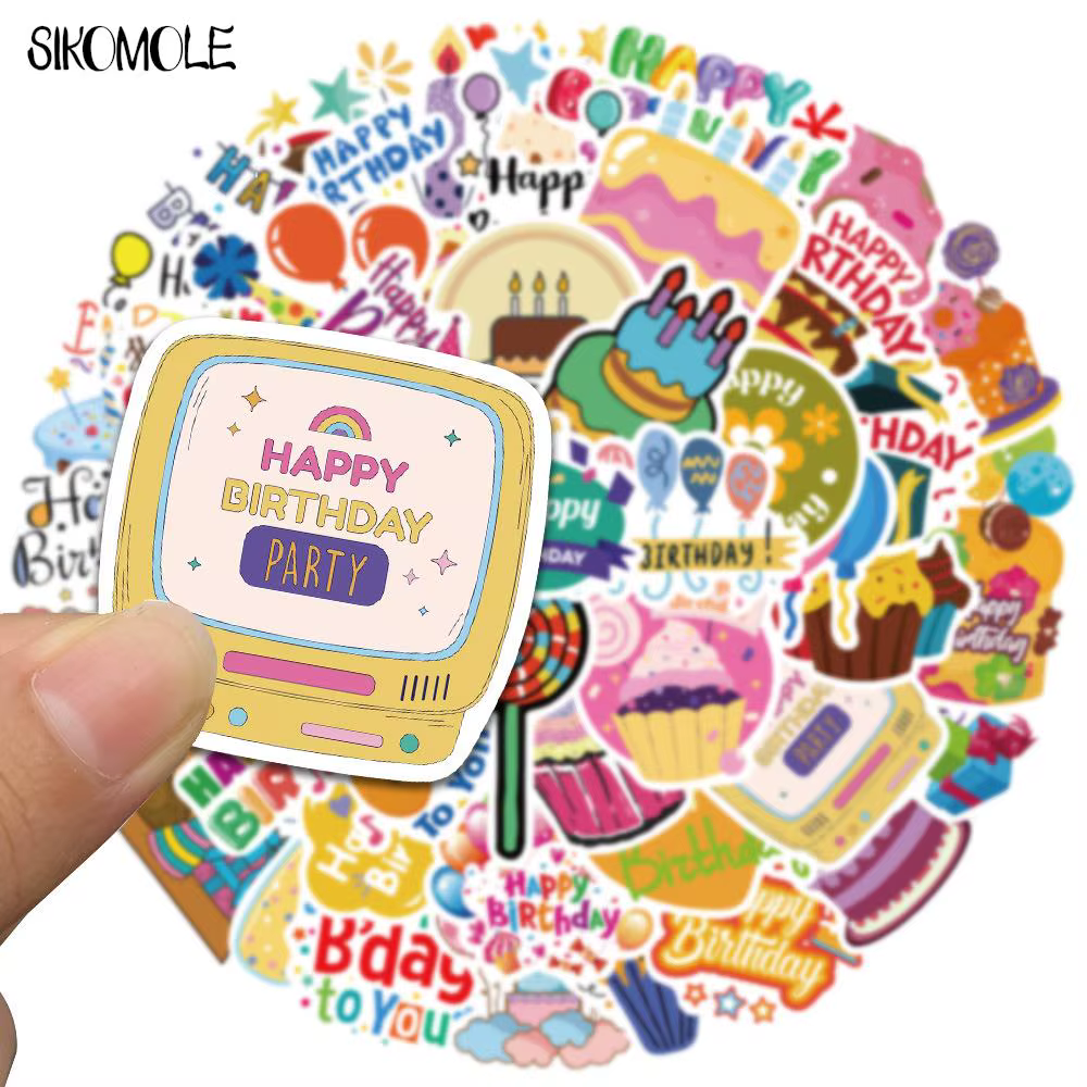 10/30/50pcs Dessin animé Mignon Joyeux anniversaire! Graffiti autocollants Kawaii jouet bricolage en