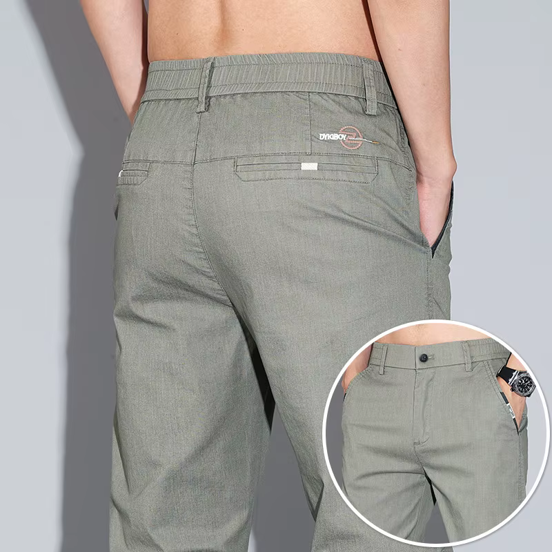 Pantalon Slim Décontracté de Haute Qualité pour Homme, Vêtement de Travail à Taille Moyenne, Broderi