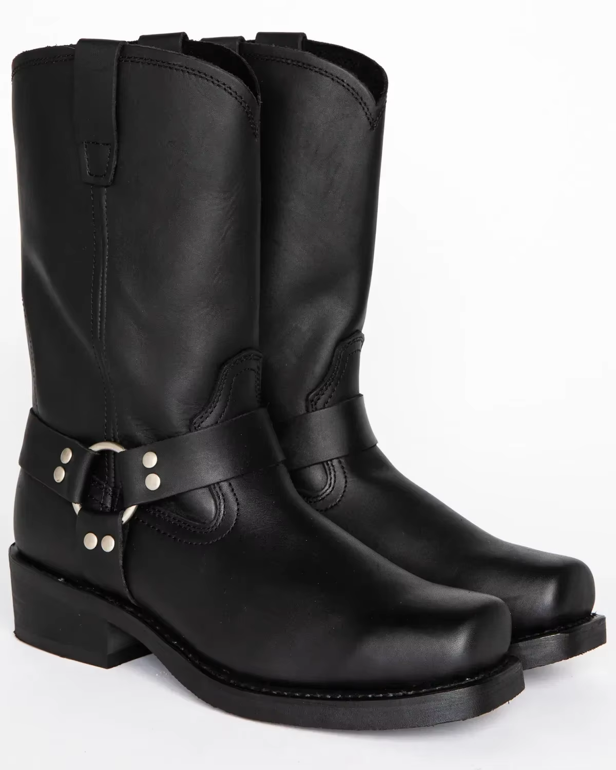 Bottes de cowboy rétro pour hommes, bottes western mi-mollet en cuir PU, chaussures à enfiler pour h