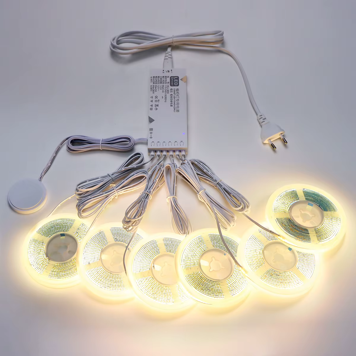 Bande LED COB en bois pénétrable intelligente, 320 diodes/m, lumières parallèles blanches chaudes/ne