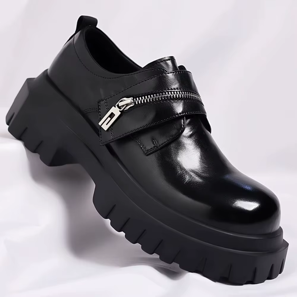 Chaussures en cuir pour hommes Derby 2026, semelle épaisse, style britannique, design décontracté, f
