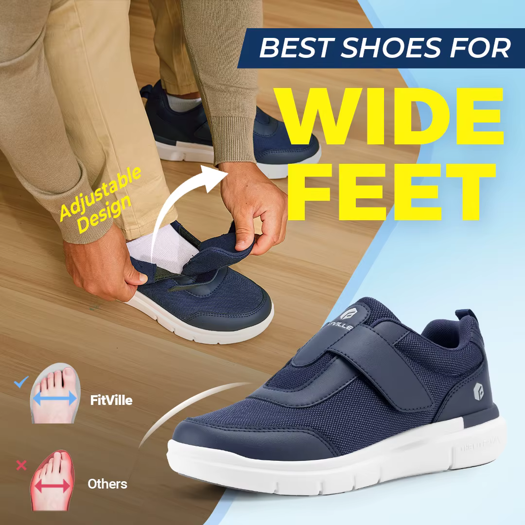Chaussures Diabétiques Extra Larges FitVille pour Hommes – Légères et Décontractées pour la Marche, 