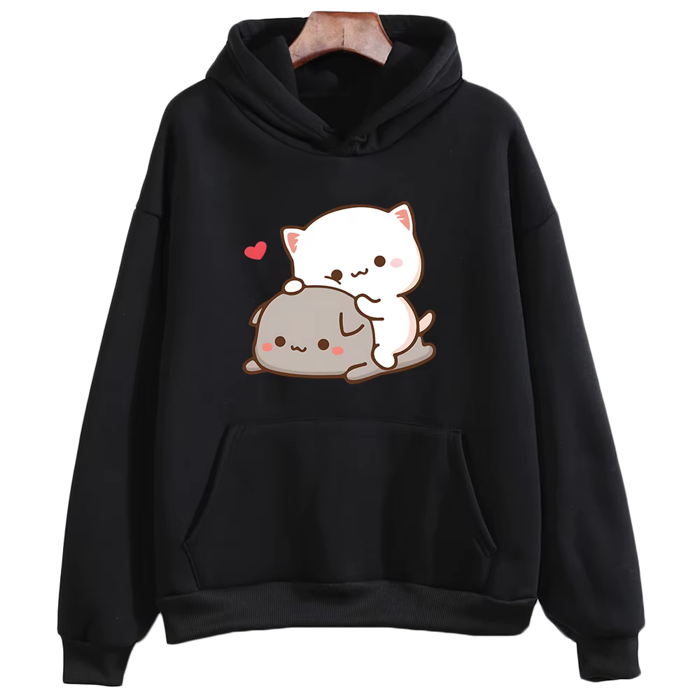 Mochi pêche et Goma mignon chat sweat à capuche pour filles mode Kawaii dessin animé pulls femmes/ho