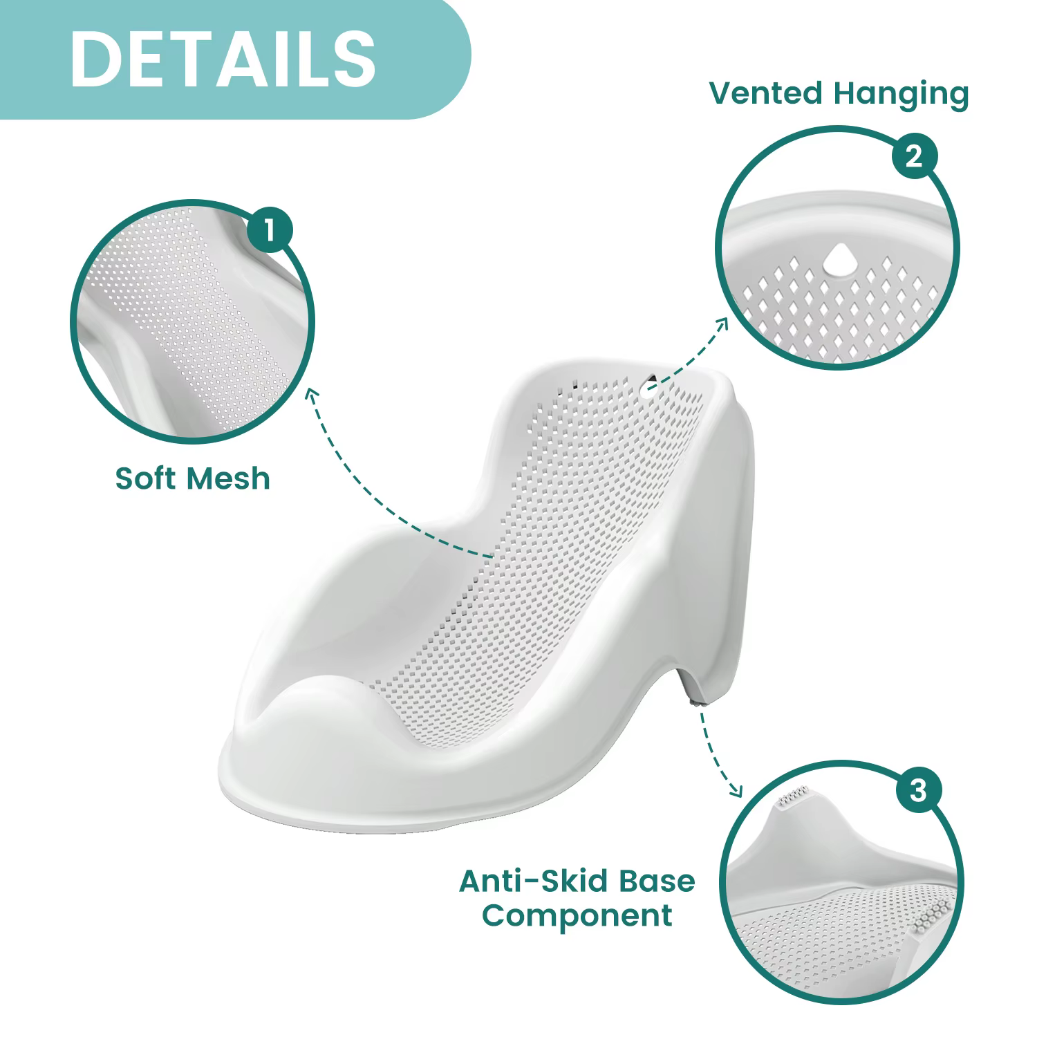 Support de bain doux pour bébés nouveau-nés - Siège de bain ergonomique, facile à nettoyer et confor