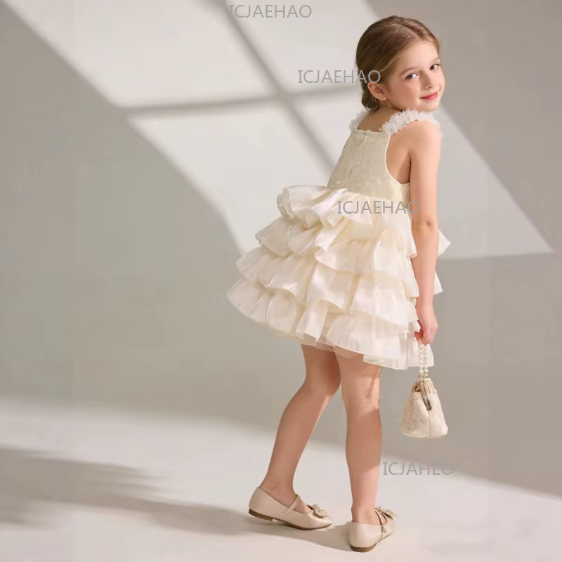 Robe de princesse pour filles 2026, nouvelle collection été, tenue de soirée sans manches pour enfan