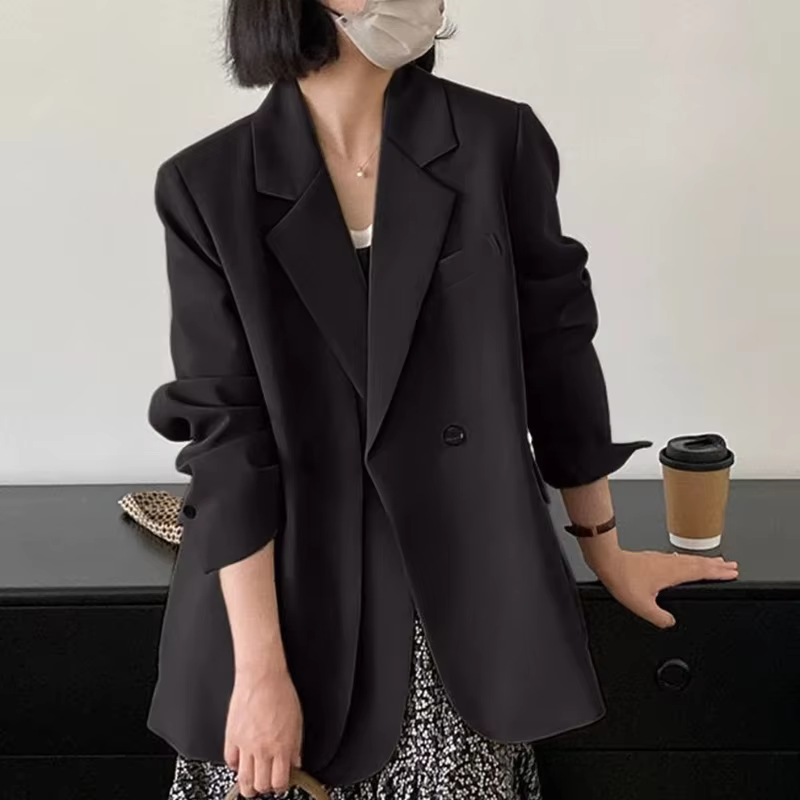 REALEFT printemps automne élégant gris femmes Blazer veste 2025 nouveau à manches longues simple bou