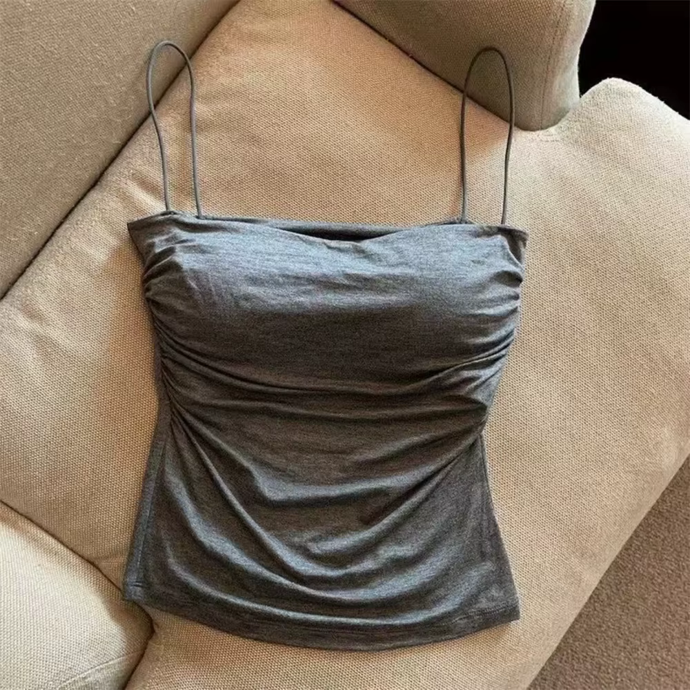 Corset plissé à taille élégante, 1 pièce, support doux, coussinet de poitrine fixe, gilet sans manch