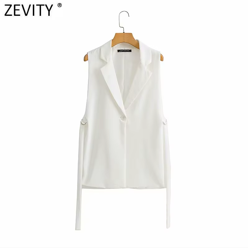 Zevity-Gilet fendu sur le côté pour femme, Vêtements d'extérieur chics, Mode féminine, Solide, Un bo