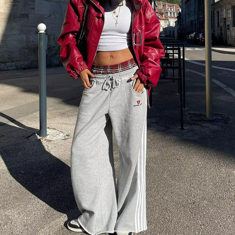 Ensemble deux pièces ample de Style collège rétro américain, faux pantalon de salle de bain à Double