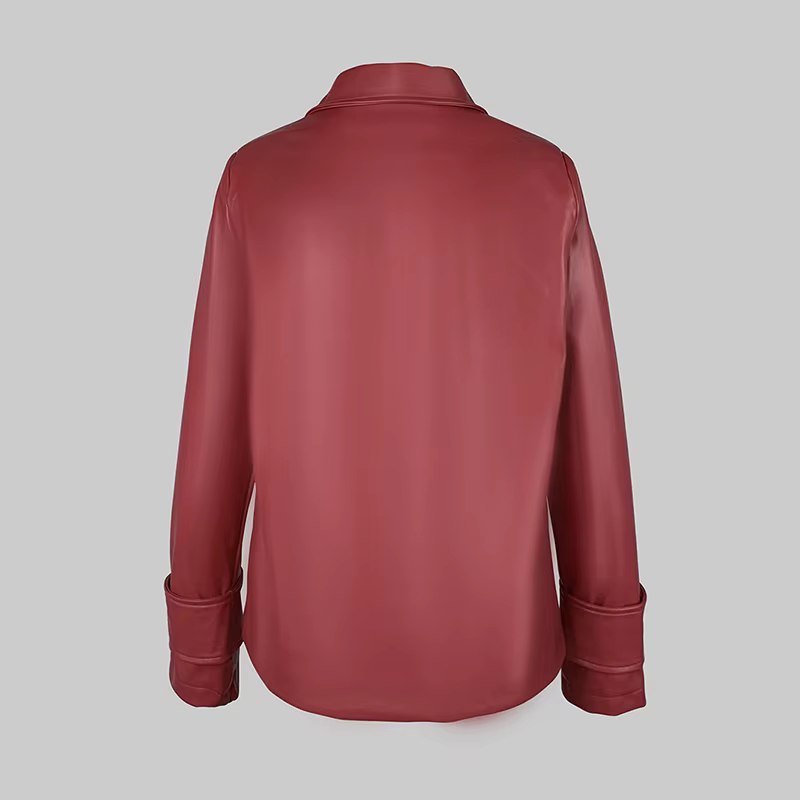 Modigirl automne hiver rouge Faux cuir vestes femmes 2024 nouveaux vêtements d'extérieur manches lon