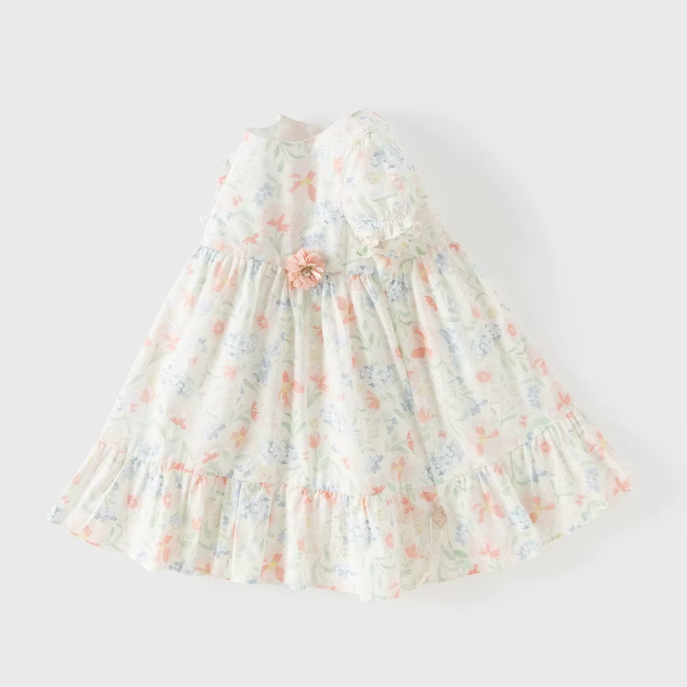 Dave Bella – robes à imprimé floral pour filles, vêtements d'été pour enfants, en pur coton, vêtemen