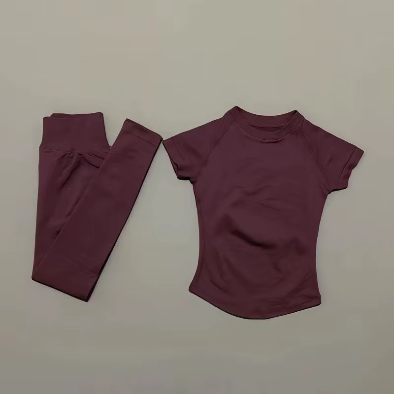 Ensemble de 2 pièces HISTELLO pour femmes : tenue de sport, gym, yoga sans couture à manches courtes