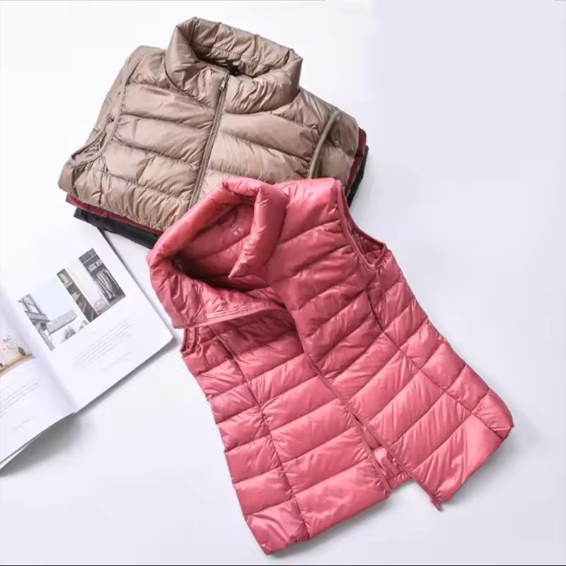 Gilet en duvet d'automne et d'hiver pour femme, veste courte ultra-légère en duvet de canard, gilet 