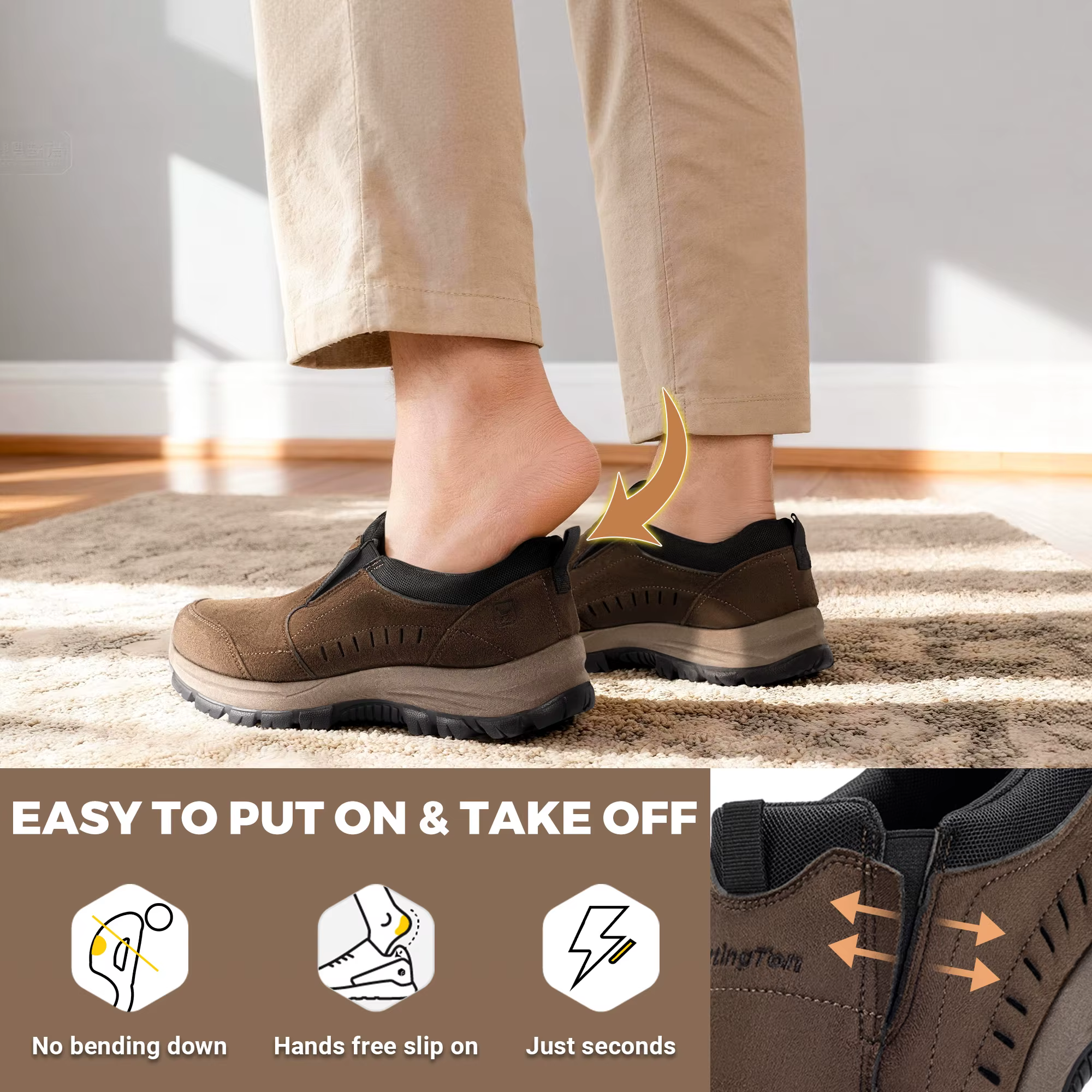 Chaussures à enfiler pour hommes, mocassins pour un usage professionnel et décontracté, légères et c