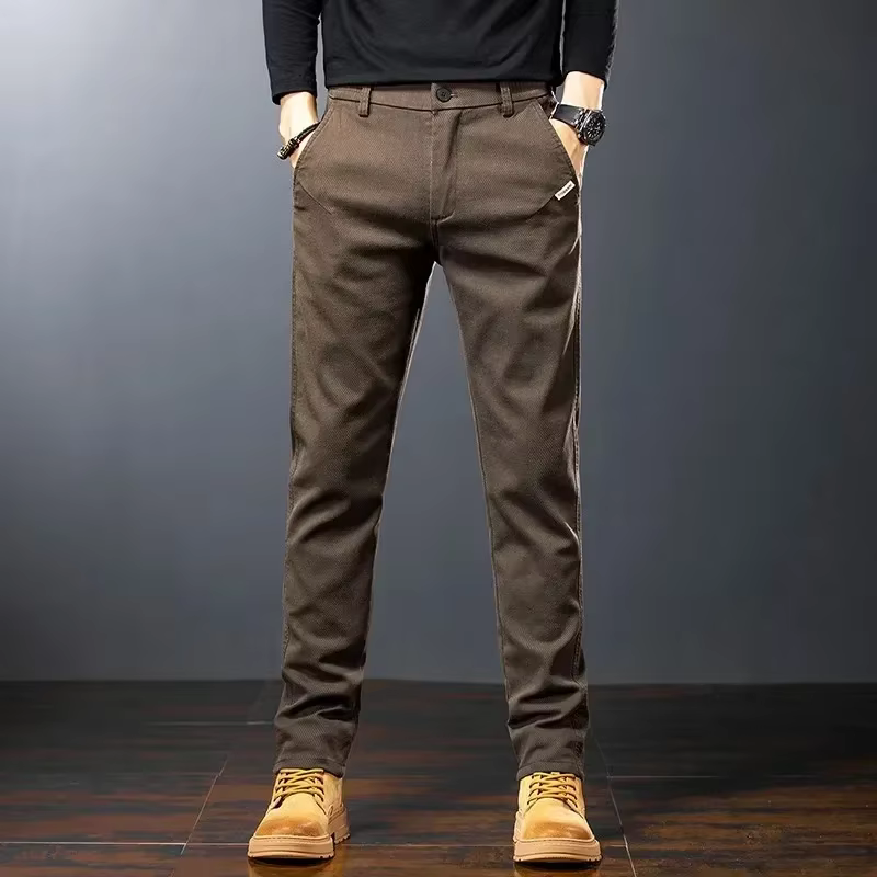 KUBRO hommes pantalons décontracté coton couleur unie printemps automne droit affaires travail panta