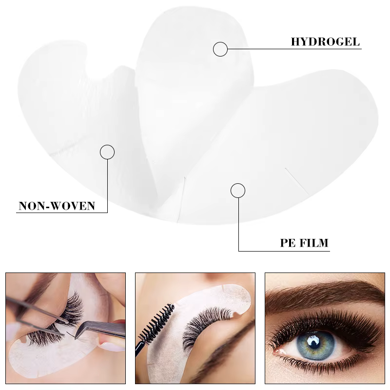 Coussinets en gel pour extension de cils, 50 paires, patchs hydrogel, en forme de U, fournitures de 