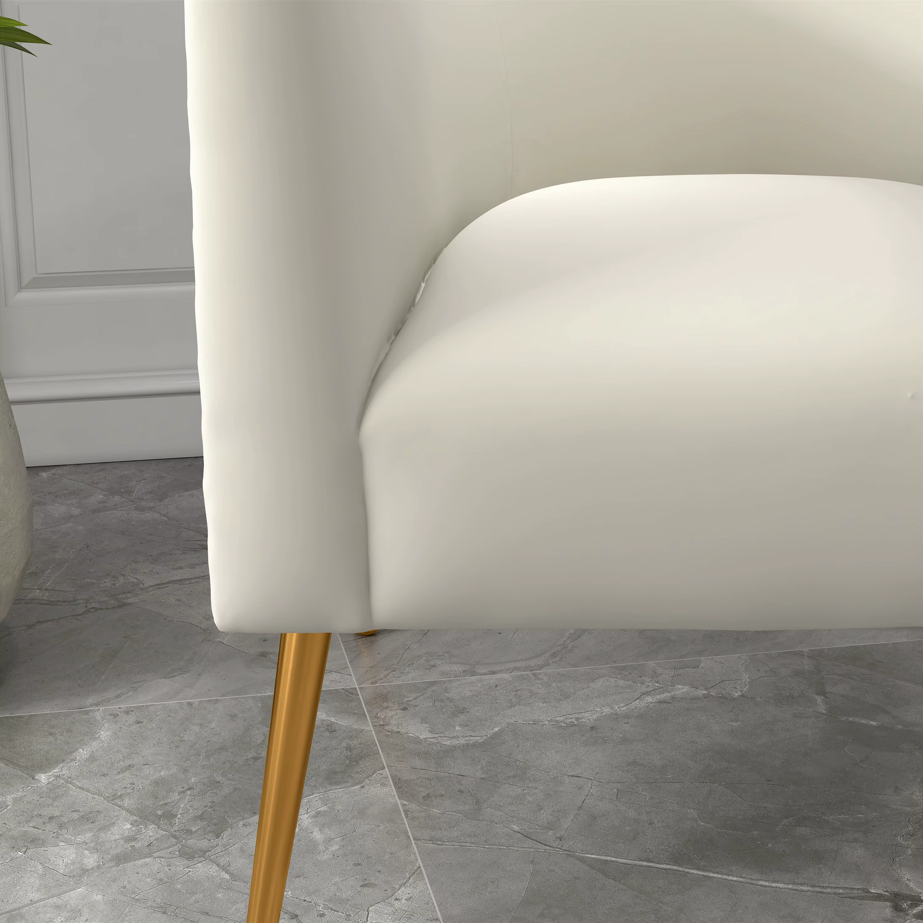 SEYNAR-Chaise d'appoint ronde en velours pour salon, ensemble de 2, sofa ou baril beige clouté, styl