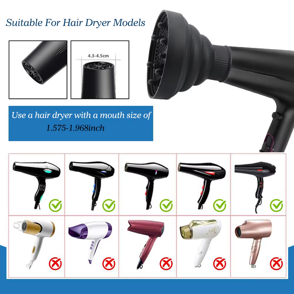 Diffuseur de cheveux pliable, accessoire pour sèche-cheveux, diffuseur Portable en Silicone pour che