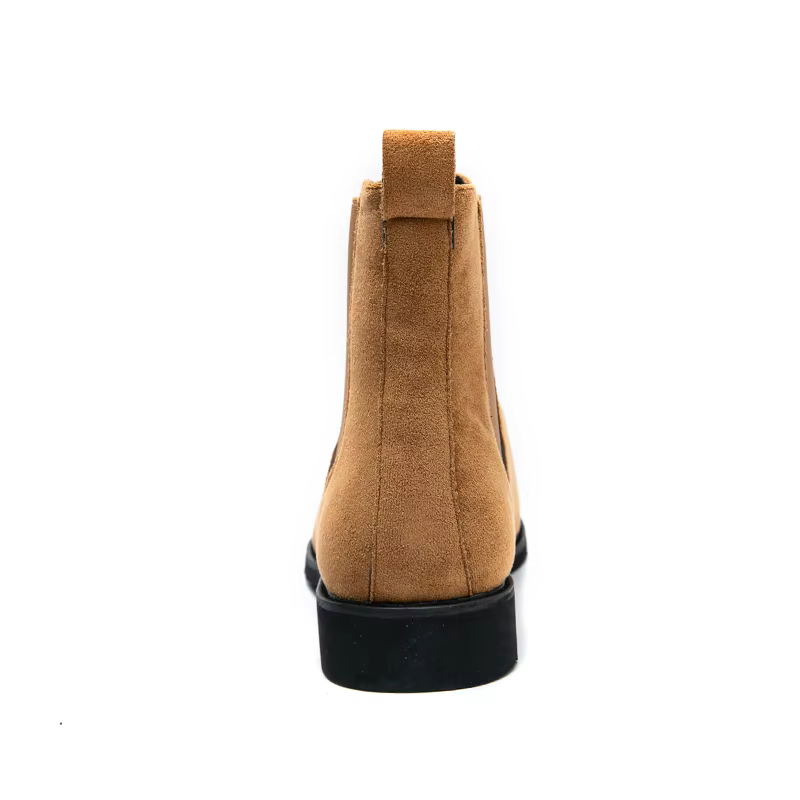 Bottines Chelsea en daim et cuir pour hommes, chaussures à bout pointu, tendance, noir, marron, Beig