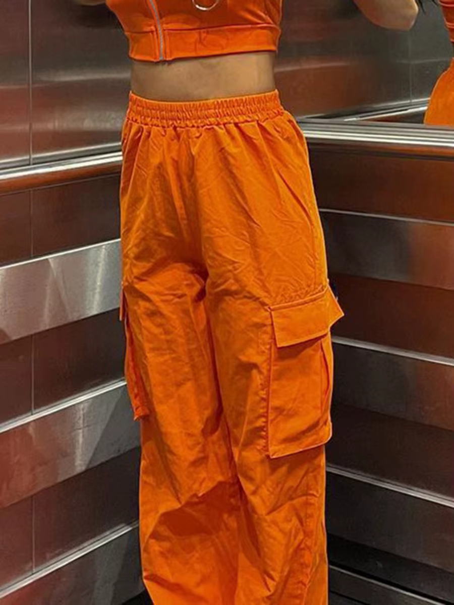 Pantalon cargo baggy pour Halloween, taille basse, jogging adt, pantalon de parachute avec cordon de