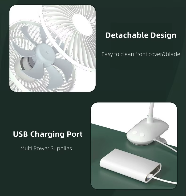 KASYDoFF-Ventilateur de table rotatif à 720 °, portable, avec 4 engrenages, silencieux, pour pousset