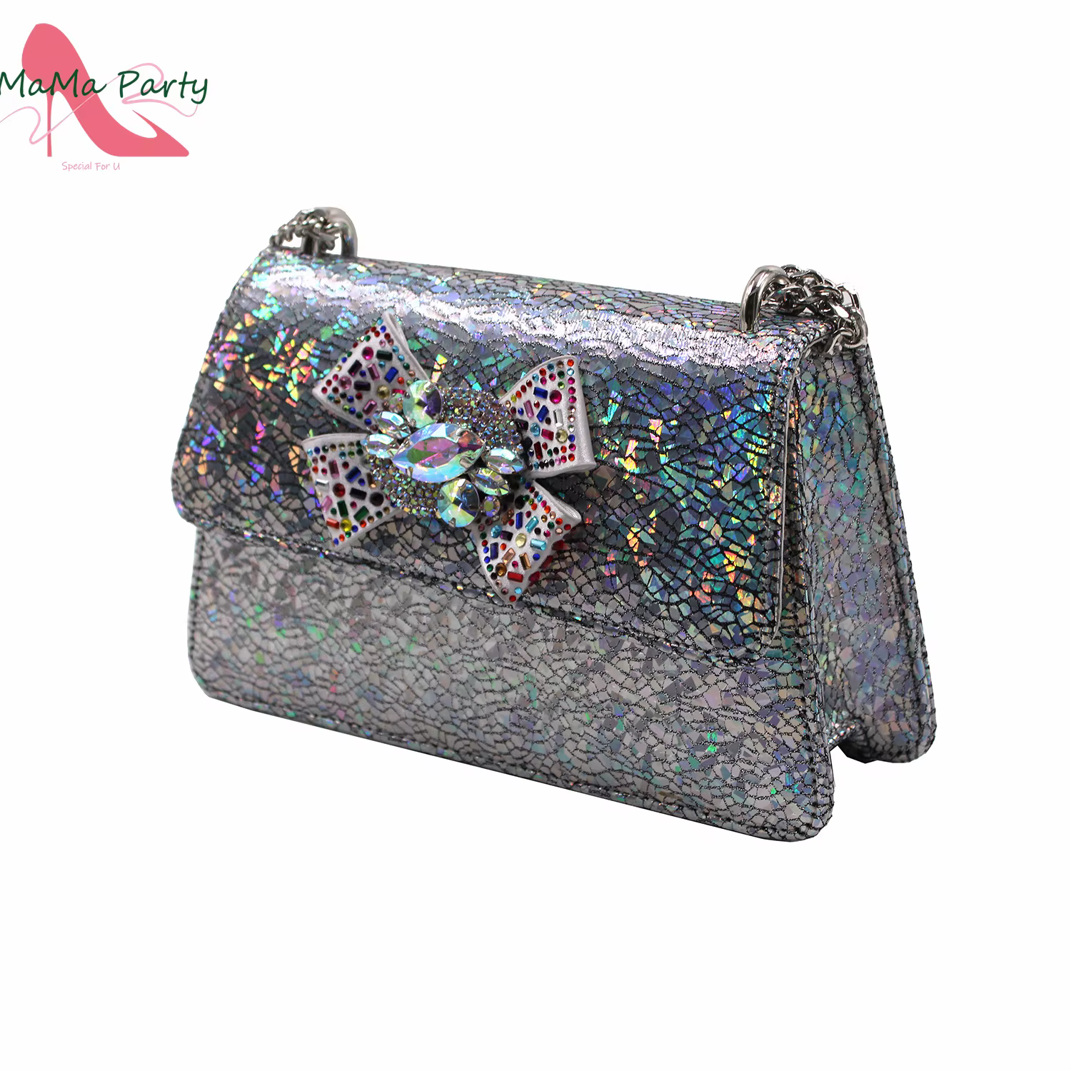 Chaussures en cristal brillant pour femmes africaines, avec des Appliques à talons mi-hauts, sac ass