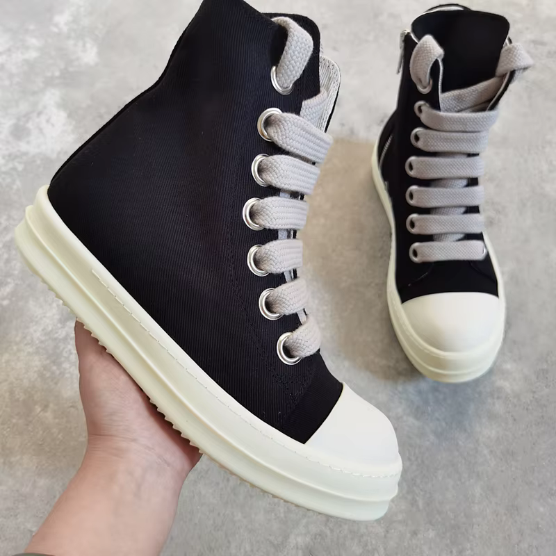 Jsalutations Lumineslace-Chaussures en toile pour hommes et femmes, Baskets à lacets, Noir, Solide,