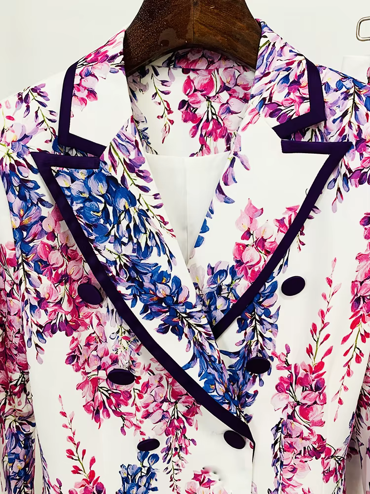 Ensemble de costume de créateur de mode HIGH STREET 2026 pour femmes, blazer à double boutonnage, pa