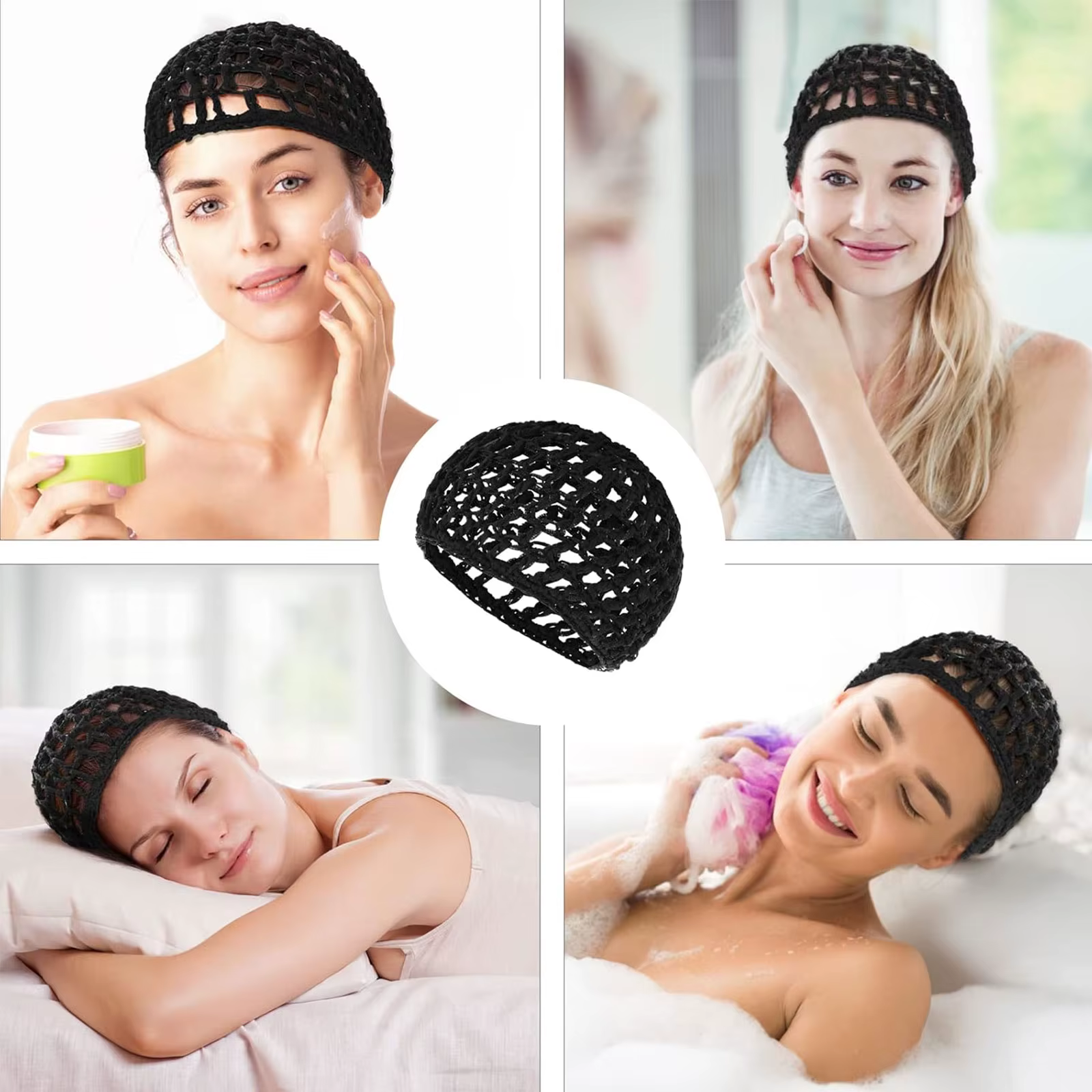 Filets à cheveux en maille colorée pour dormir, bonnet de couchage au Crochet, couvre-chef Long et b